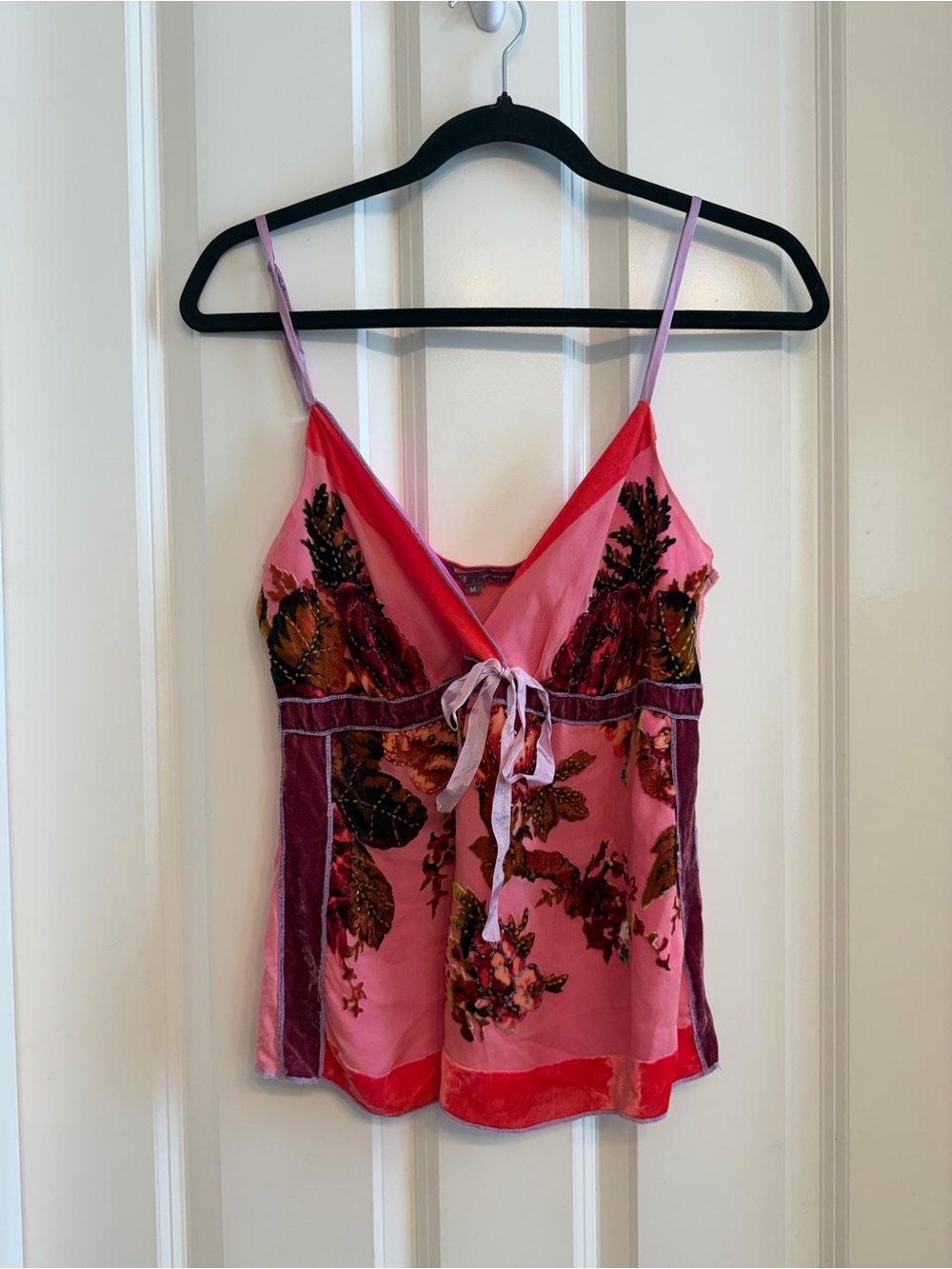 Hale Bob Silk and Rayon Blend Floral Velvet Beaded Cami Top